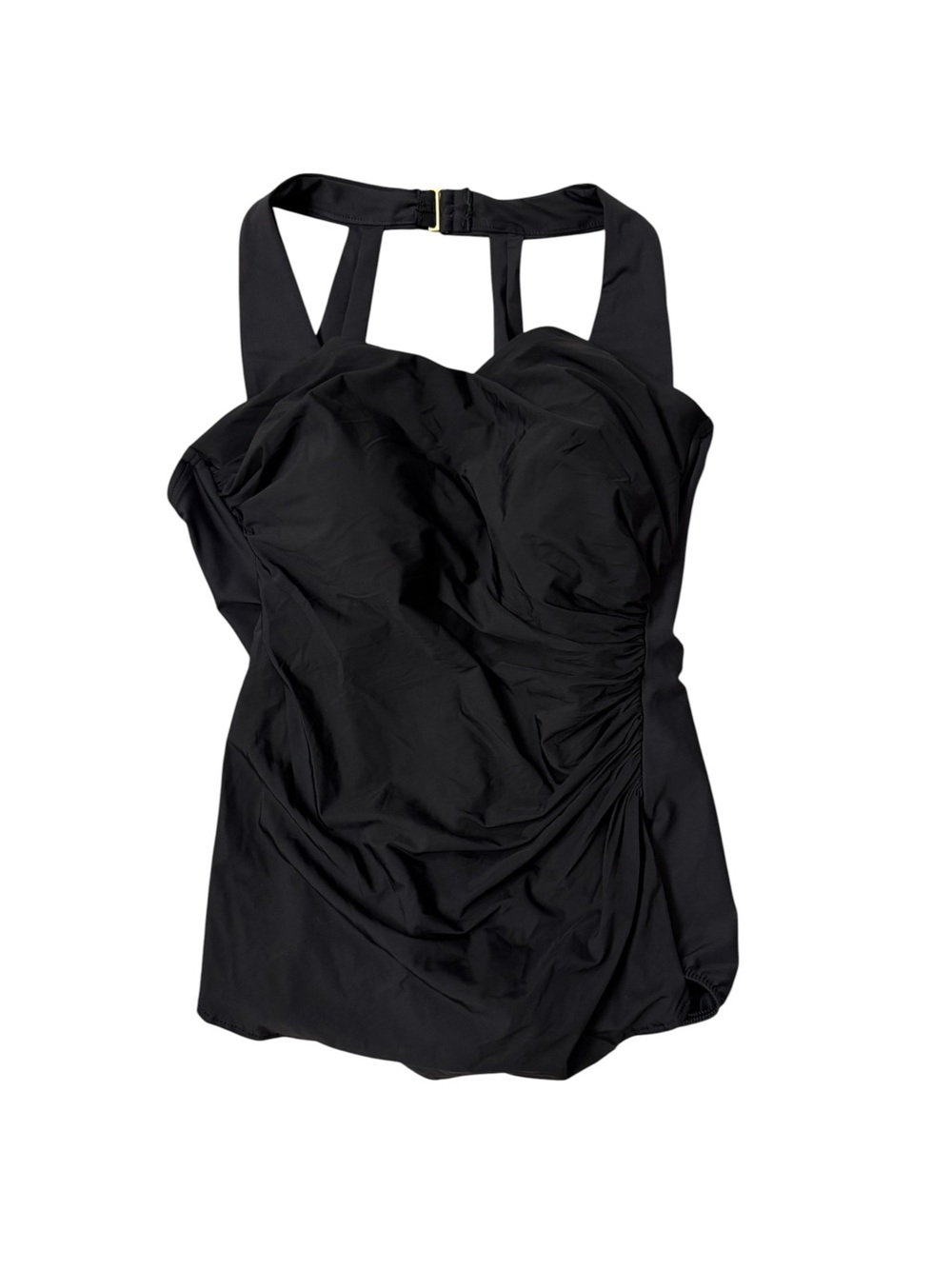 Lands’ End SlenderSuit 16W DD Black Tummy Control One Piece‎ Swimsuit Ruched